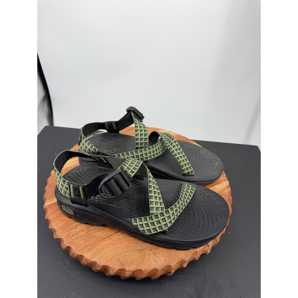 Chaco Z1 Classic Sandal Mens Size 10 Green Black Grid Adjustable Straps